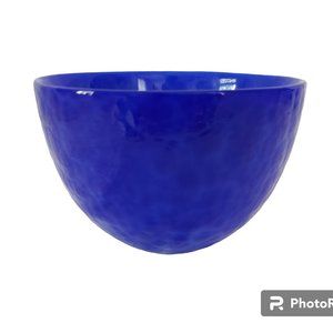 Pukeberg Sweden Indigo Blue Textured Crystal Glass Bowl Design by Eva Englund